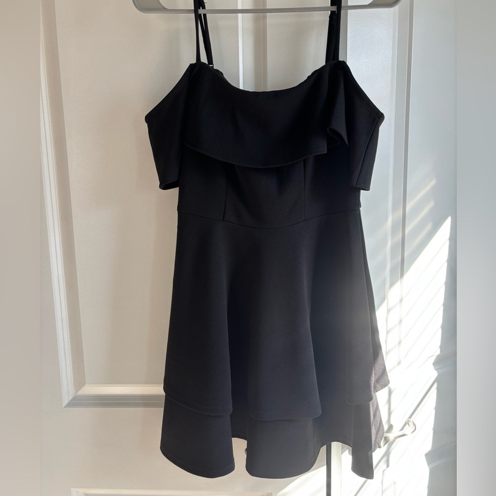 B Darlin Black Ruffle Off-Shoulder Mini Dress - Picture 2 of 3